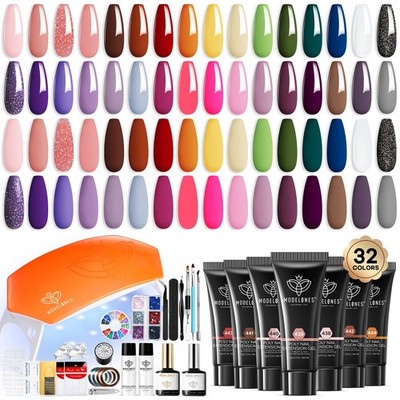 Kit Polygel Uñas 133 Piezas Con 32 Colores Y Lampara UV Pro