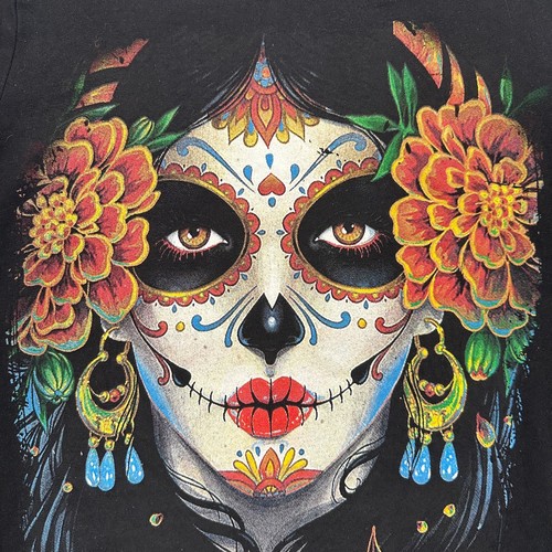 Day of Dead Black La Catrina Mexican T-shirt sz Small Artsy vibrant goth