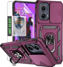 for Motorola Moto Edge 2024 Case with Tempered Glass Screen Protector Multicolor