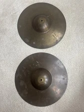 Vintage 1930s 12” Leedy Ludwig ? Deep Cup Brass Lowboy Hi Hat Cymbal pair