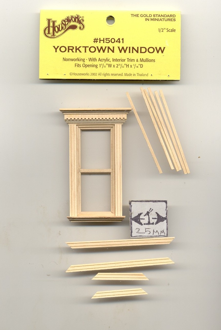 Half Scale Window - Yorktown - 1:24 Dollhouse wooden H5041 Houseworks G ...
