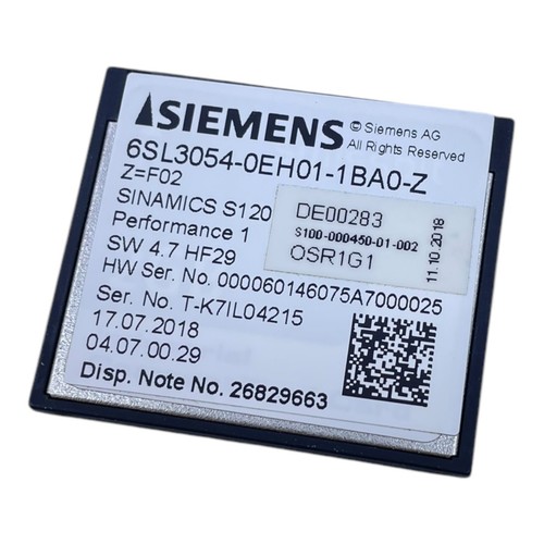 Siemens 6SL3054-0EH01-1BA0-Z SINAMICS S120 CompactFlash Card industriel. Einsatz