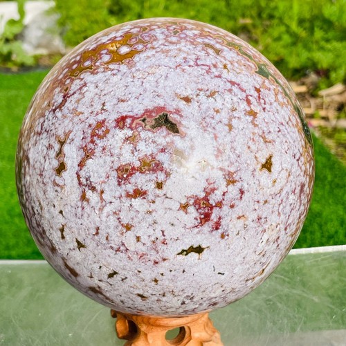 8,36 libbre Grande Modello Naturale Squisito Sfera Diaspro Oceano Cristallo Sfera Geode - Foto 10 di 19