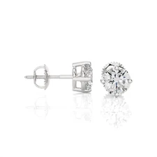 Lab Grown Diamond Stud Earring, 1/2 - 2 Ct, 14k Gold (E-F, VS1) 4Prong ScrewBack