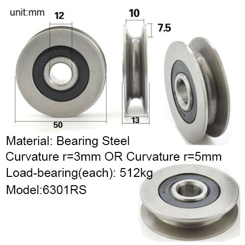 Nylon Pulley Wheel Sealed U/V Metal Grooved Ball Bearings Wire Rope Guide Roller - Bild 2 von 29