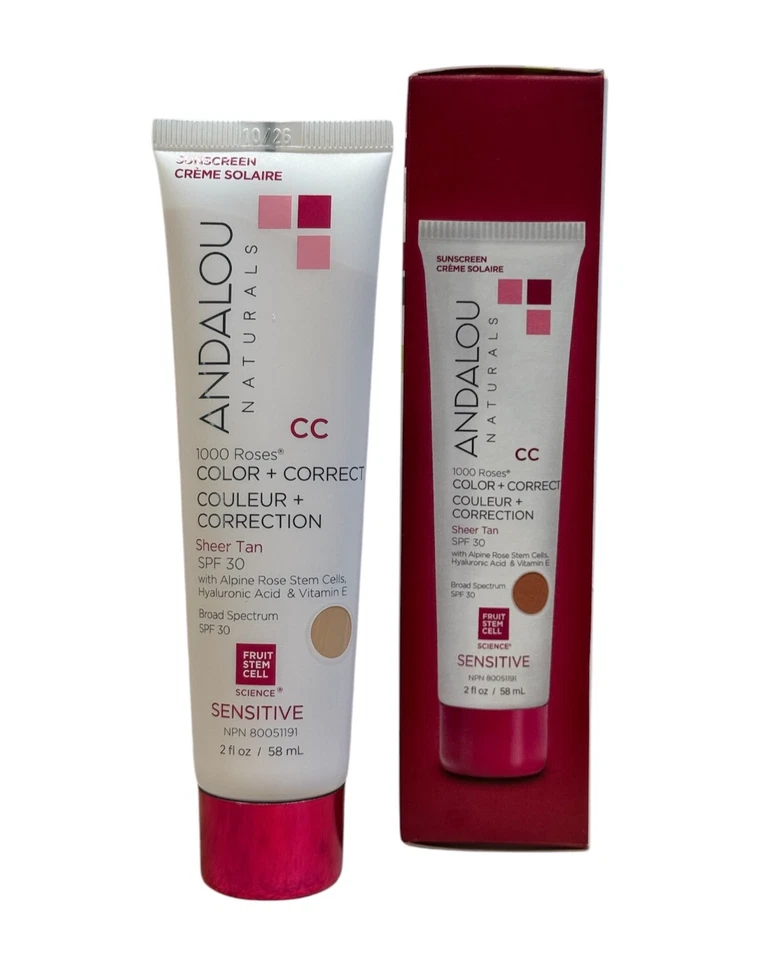 Andalou Naturals 1000 Roses CC Color + Correct SPF 30 Ounces, sheer tan, 2 fl oz - Image 2 of 4