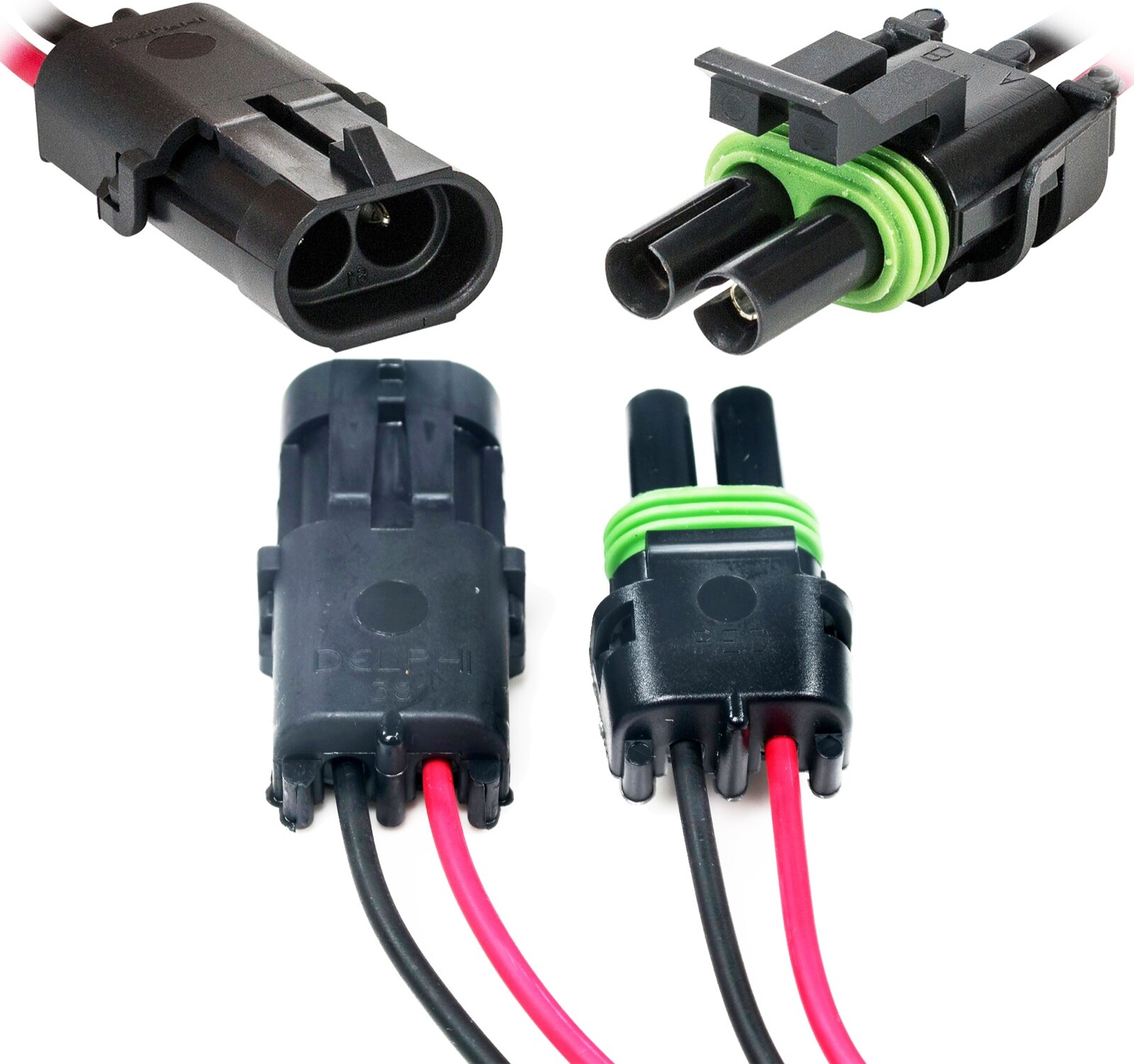 GM/Delphi 2Wire WeatherPack Kit 16GA Pigtail Harness w/Sleeving