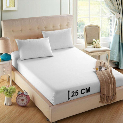 Sábana de cama de polialgodón de 25 cm de buena calidad 144 TC fácil cuidado resistente - Imagen 8 de 19