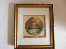 Etching signed with pencil "Little pavilion" framed under glass