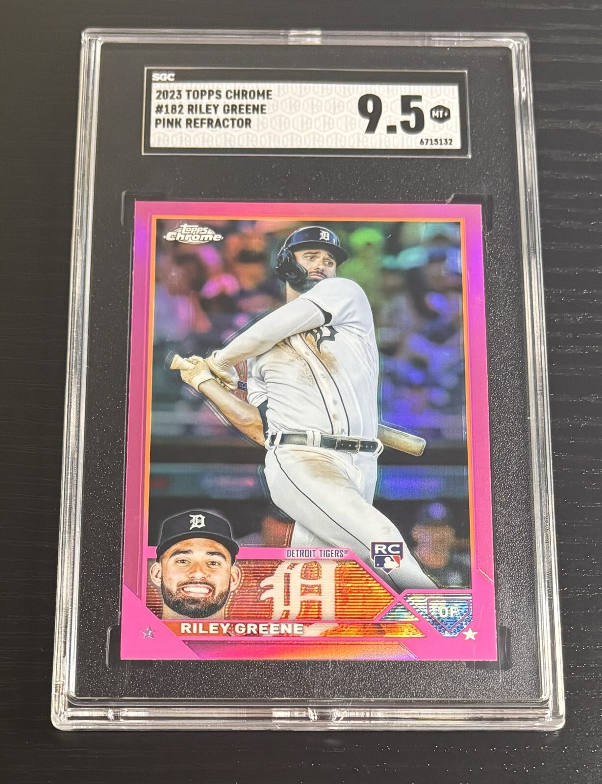 2023 Topps Chrome Pink Refractor #182 Riley Greene SGC 9.5 Detroit Tigers Rookie
