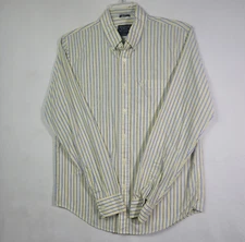 Abercrombie & Fitch Shirt Mens Size Large Oxford Yellow Blue Strip Muscle