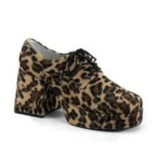 70's Men's Disco Platform Costume Shoes Zebra Or Cheetah Fabric Covered Shoes