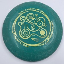 Vintage Wham-O Pro Classic Frisbee Teal Blue Dog Toy 9 7/8 in Diameter Thrashed