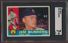 1960 Topps Jim Bunning 502 HOF Detroit Tigers SGC 7 NM DEAD CENTERED Looks Nicer