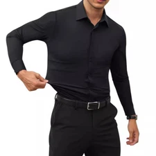 Stretch Shirt Men's Casual Men's Long Sleeves