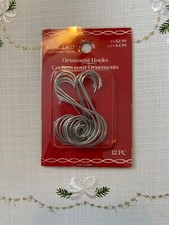 CHRISTMAS ORNAMENT HOOKS HANGERS ASHLAND SILVER SCROLL DESIGN HOOK 12 PC PER PKG