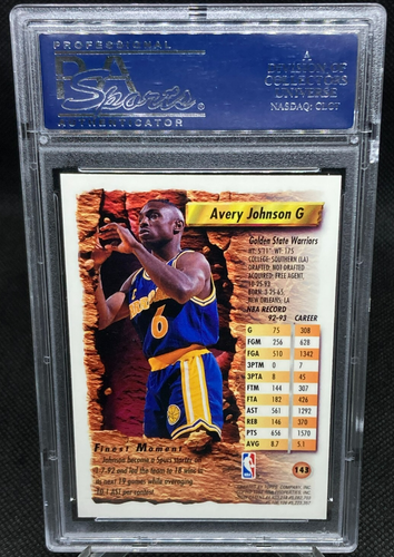 1993-94 Topps Finest Avery Johnson PSA 10 #143 - Warriors - Picture 2 of 2