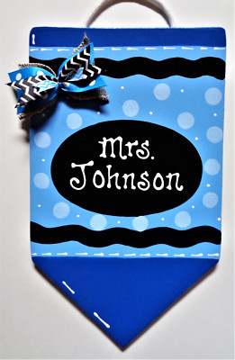 Personalize CRAYON Teacher SIGN Wall Art Door Plaque School Class Kindergarten 
