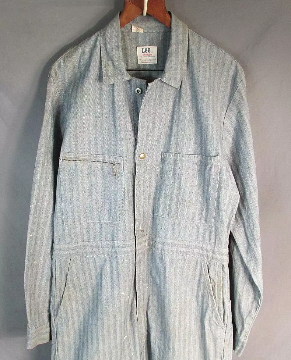 Vintage 1950s Lee 'Union Alls' Herringbone Twill Coveralls Workwear Denim Big!