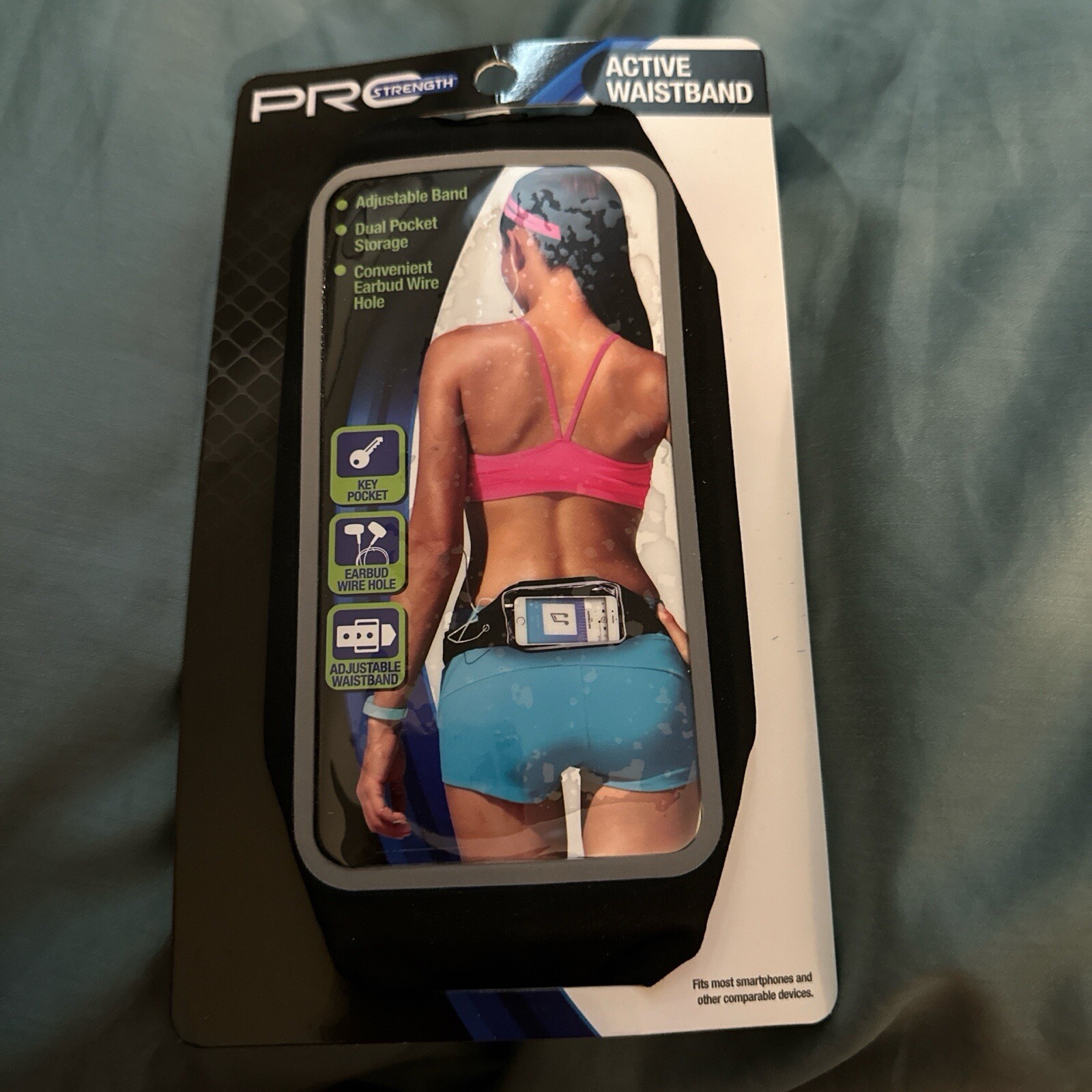 PRO STRENGTH ACTIVE WAISTBAND ADJUSTABLE BAND HOLDS PHONE WHEN RUNNING EXERCISE