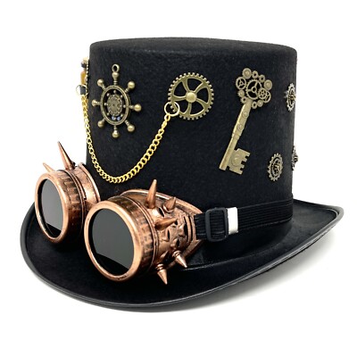 Steampunk Time Traveler Style Top Hat Feather Halloween 