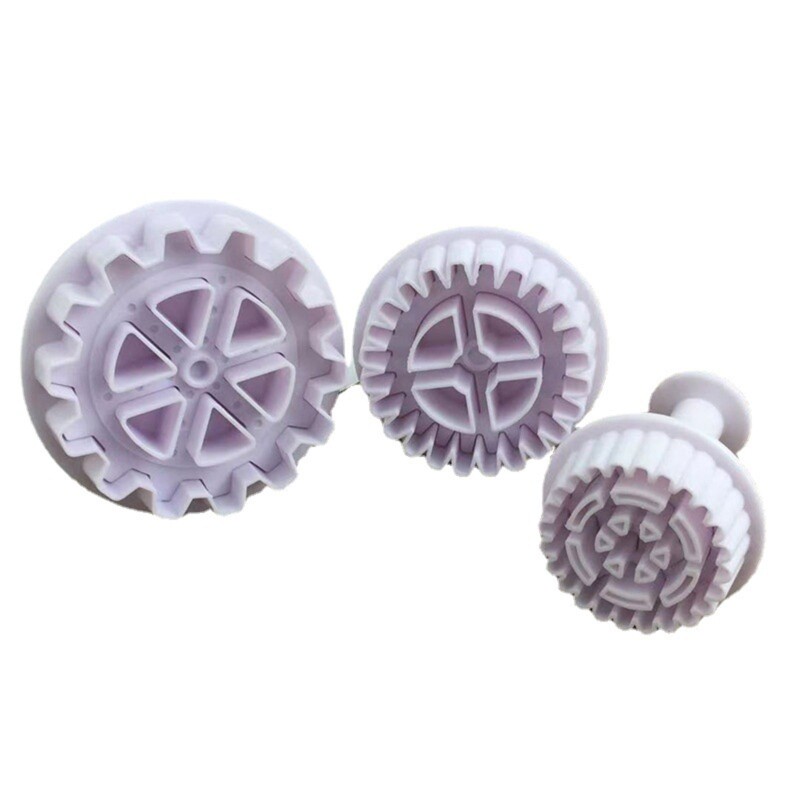 3 Pcs/Set Gearwheel Plunger Fondant Decorating Sugar Craft Mold Cutter