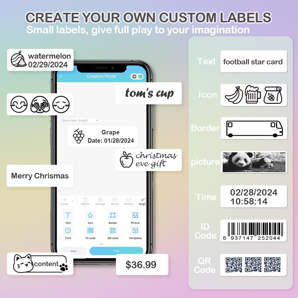 Phomemo D30 White Thermal Label Maker Tape for Sticker Printing
