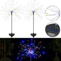 Lunartec 2Er-Set Garten-Solar-Lichtdekos Mit Feuerwerk-Effekt, 120 Leds, IP44