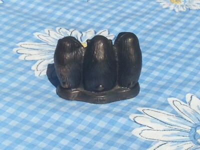 See Hear Speak No Evil Monkey Trio Vintage 1950's Metal Travel