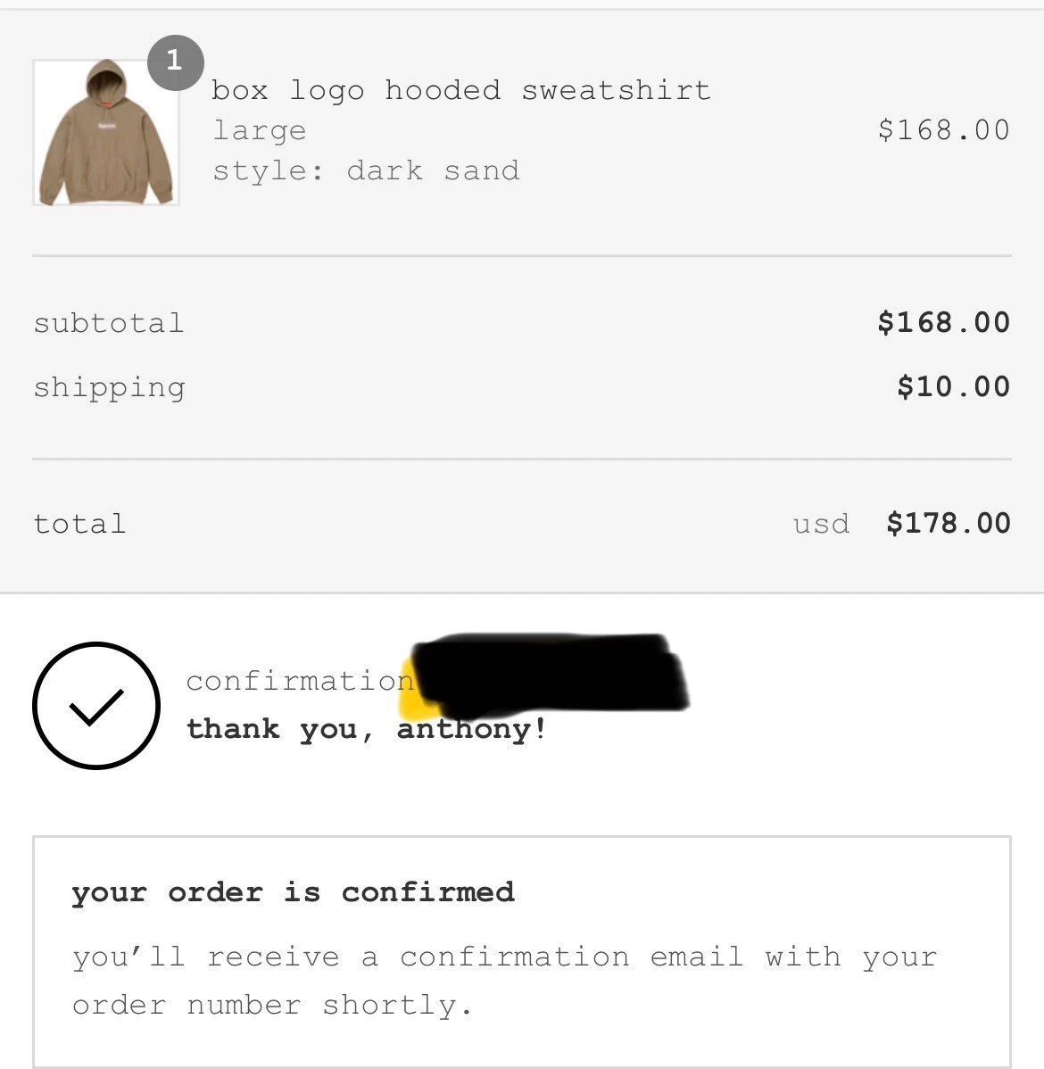 Felpa con cappuccio logo Supreme Box 2023 FW23' sabbia scura taglia grande