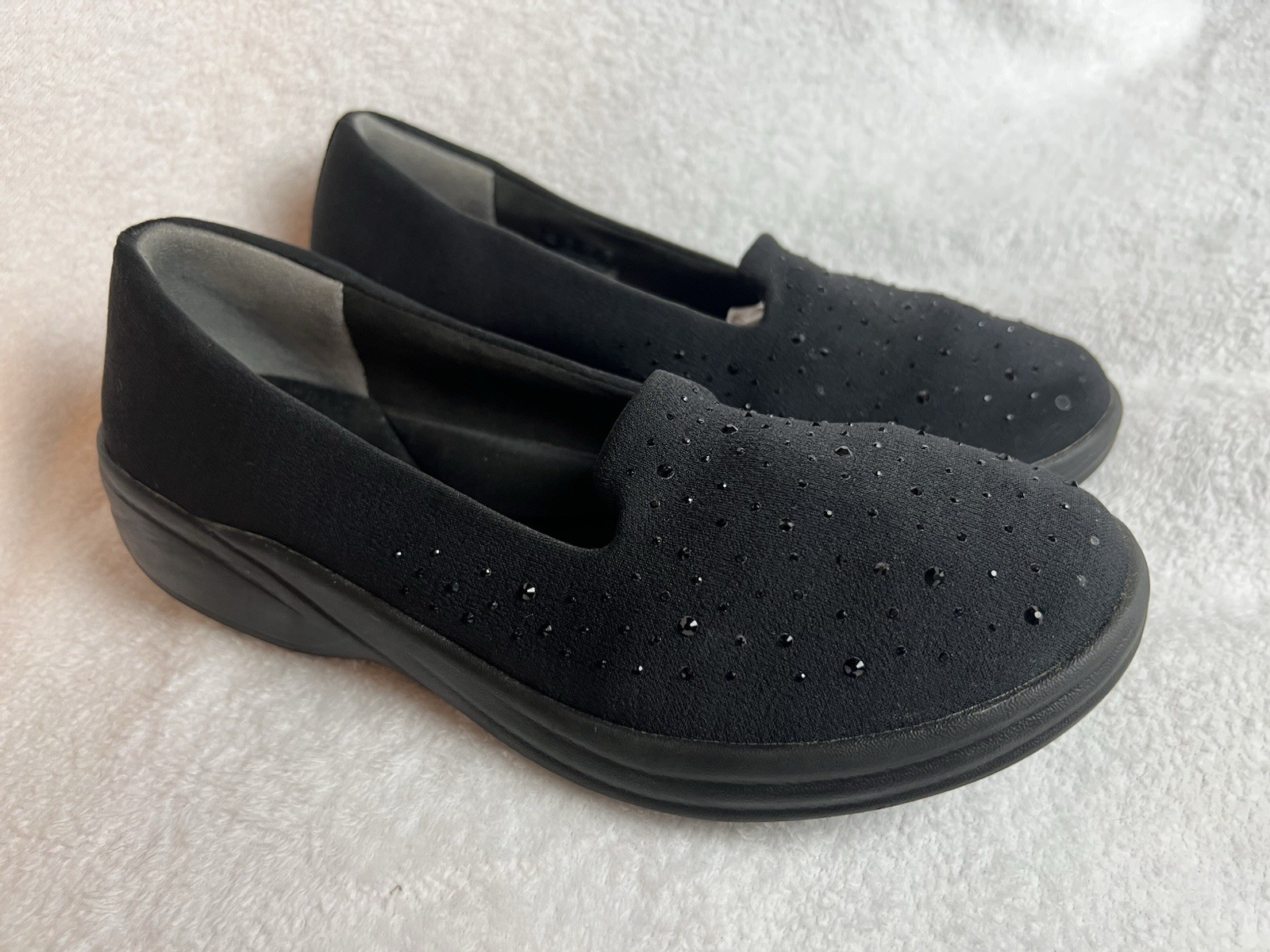 BZees Flats Loafers Black Shoes Women’s 10 M 41 Slip On Comfort Sparkle Beads-image