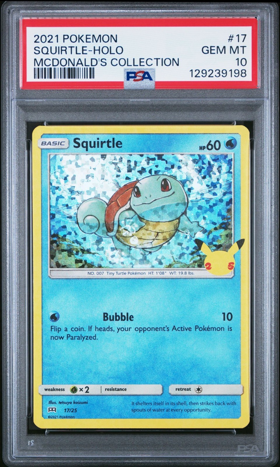 2021 Pokémon Squirtle #17 Mcdonald's Pokemon Collection Confetti Holofoil PSA 10