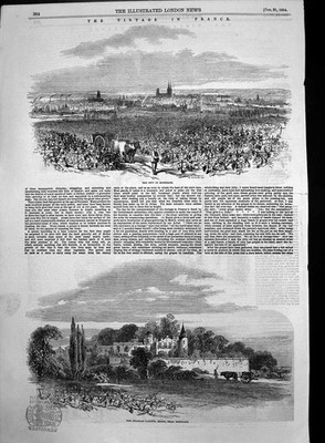 Original Old Antique Print City Bordeaux Chateau Lafitte Medoc Bordeaux 1854