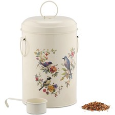 Bird Storage Container - Metal Pet Food Box with Lid  Handles - Includes Han...
