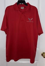Corvette Embroidered Polo Golf Shirt Size Large Red