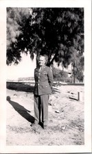 Vintage WWII Era US Army Soldier Snapshot Photo Man in Uniform 1940s Military