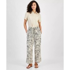 Tommy Hilfiger Women's Butterfly High-Rise Tie-Waist Pants in Beige