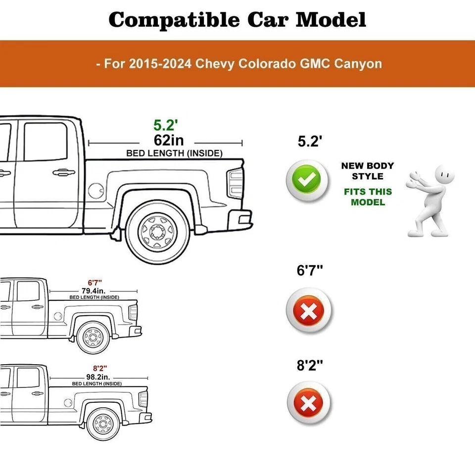 Cubierta rígida de 3 pliegues de 5,2 pies para Chevy Colorado/GMC Canyon KY 2015-2024 Foto 2 de 4