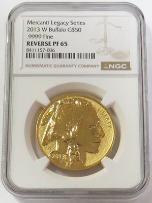 2013 W GOLD MERCANTI LEGACY SERIES $50 BUFFALO 1oz NGC REVERSE PF
