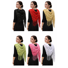 Women  s Sequin Scarves Embroidered Fringe Shawl Scarf Sequin - Multiple Colors