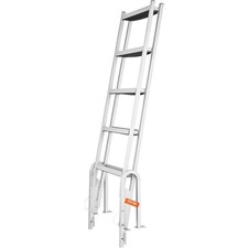 350lb 5-Step Flip-Up Aluminum Ladder for Docks/Pontoon Boats 4in Wide Steps