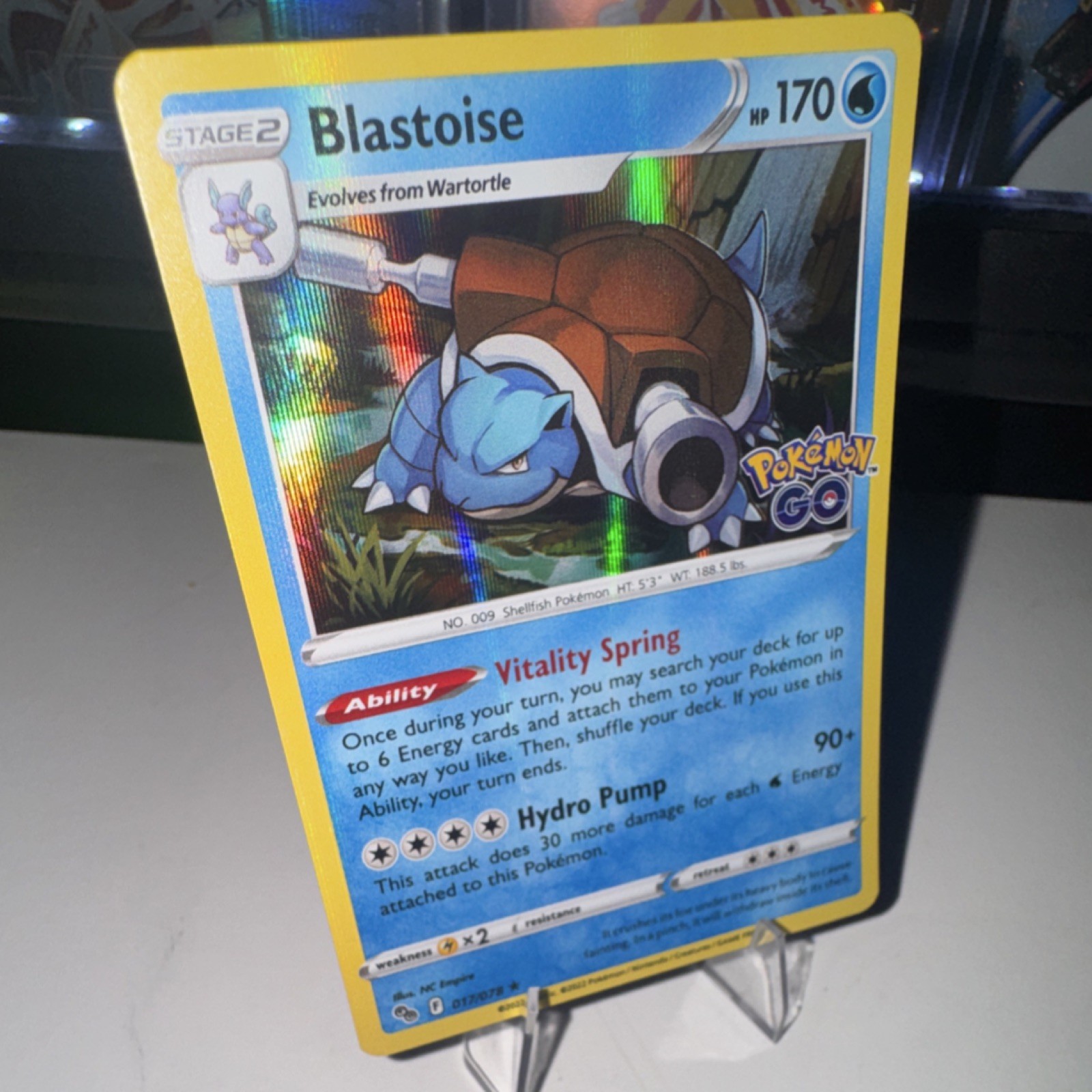 Pokémon Blastoise 017/078 Pokémon GO Holo Rare Stage 2 170 HP English Card