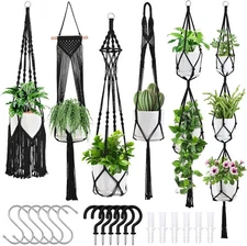 Macrame Plant Hangers 6Pack with 6 Set Hangers Indoor