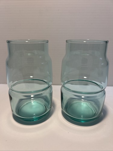 Set of 2 IKEA Olika Modular Art Glass Bud Flower Vases Clear Green Scandinavian