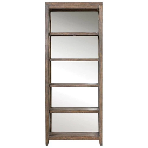 Uttermost Delancey 5-Shelf Wood and Metal Bookcase in Weathered Oak and Pewter - Picture 3 of 7
