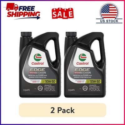 (2 pack) Castrol EDGE High Mileage 10W-30 Advanced Full Synthetic Motor Oil, 5 Q