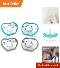 Comfort Fit Nanobebe Pacifiers for Breastfed Babies - 0-3 , Teal/Grey