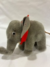 Vintage 1950s STEIFF Mohair Elephant Red Blanket No Ear Tag great condition