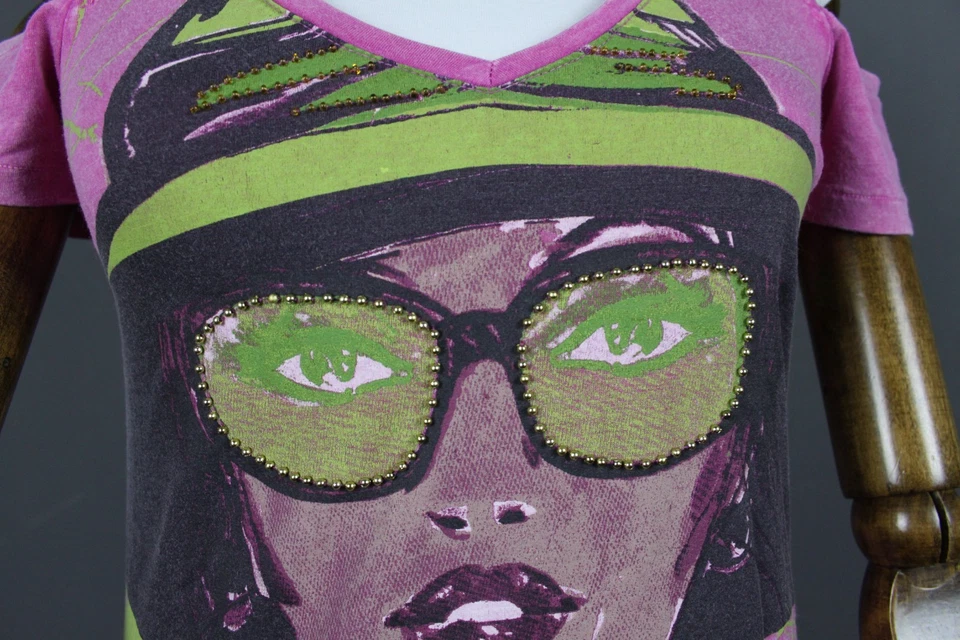 CUSTO BARCELONA Multi Graphic Print Cold Shoulder Sleeve Tank Top Size M / L - Image 4 of 4