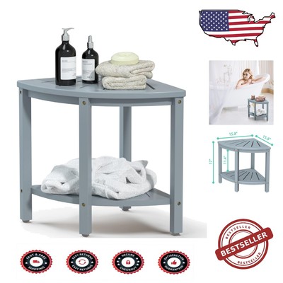 Versatile Bamboo Corner Stool - Waterproof Shower Bench & Storage Solution